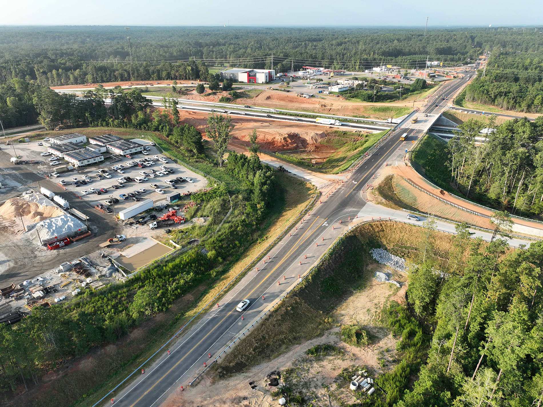 This photo shows the recently opened new location of Columbia Ave at Exit 91. Crews are working to tie in the new ramps to connect to I-26.
